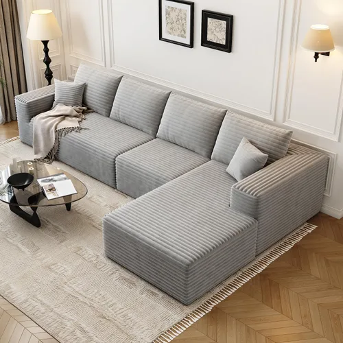 Miniatura 9 de Sofá seccional modular Cloud de 107.5 pulgadas con 1 otomana, sofás tapizados modernos minimalistas, cómodo sofá en forma de U para sala de estar