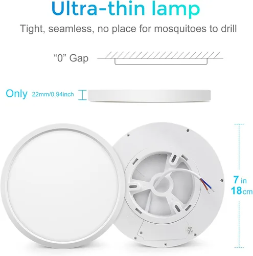 Miniatura 4 de LightingWill - Lámpara de techo LED de 7 pulgadas con montaje empotrado, 4000K blanco natural, 1500LM, 12W, lámpara de techo redonda moderna