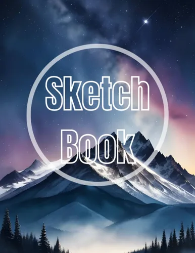 Sketch Book Premium watercolor mountain night view design cover page Sketchbook Blank Paper Pad 8.5" x 11" - sketchbook 120 Pages Blank Paper Book