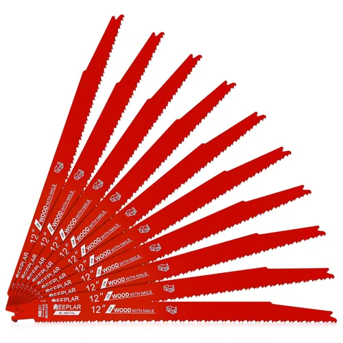 Miniatura 13 de Paquete de 10 hojas de sierra recíproca de 6 pulgadas 6/12 TPI para madera con clavos incrustados, hojas bimetálicas para cortar montantes y clavos