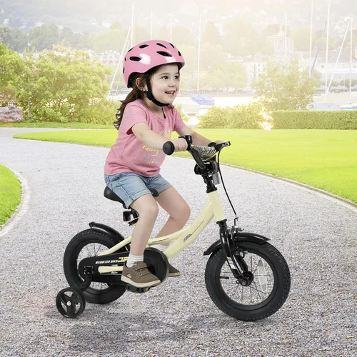 Miniatura 2 de BABY JOY Bicicleta para niños, bicicleta deportiva de 12 a 18 pulgadas con ruedas de entrenamiento extraíbles, asiento y manubrio ajustables, freno