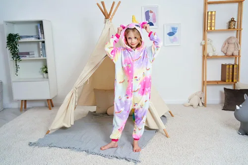 Miniatura 11 de Pijama de unicornio unisex para niños, enteritos para disfraz, Halloween