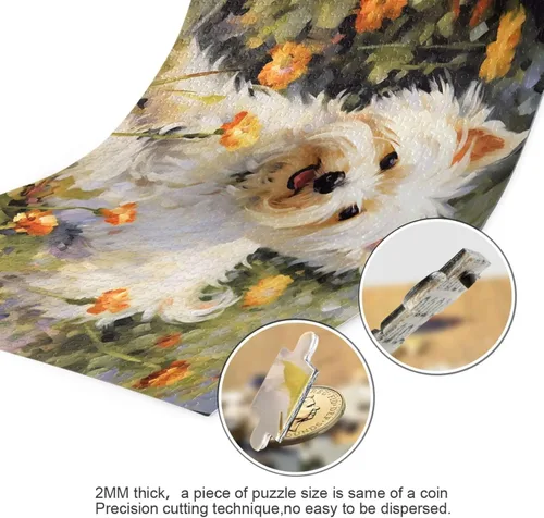Miniatura 3 de Rompecabezas de jardín de perros lindos de 500 piezas para adultos, rompecabezas educativos de aprendizaje, juguetes familiares difíciles