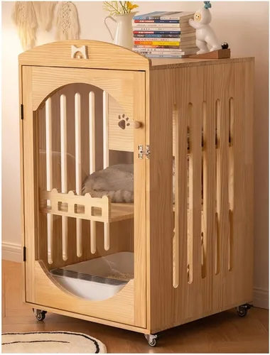 Miniatura 5 de Casa para gatos jaula para gatos Villa pequeña con inodoro de dos pisos para gatos Casa de gato Casa para el hogar Mascota Gatito Gato Villa
