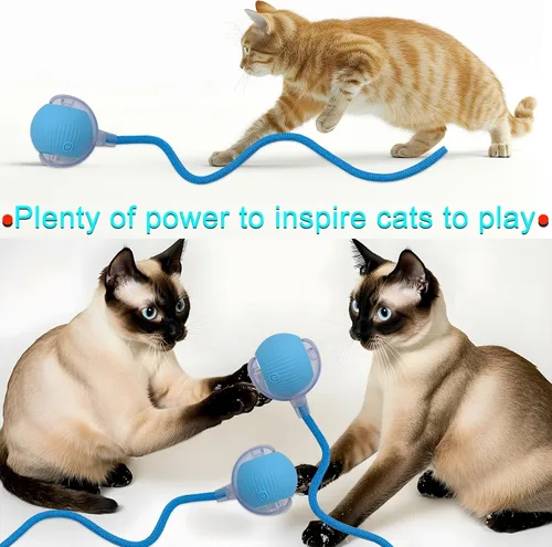 Miniatura 7 de Pelota interactiva de juguete para perros y gatos: pequeño juego para mascotas con luz LED y cola de cuerda para activar el movimiento, lindo regalo