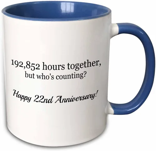Miniatura 11 de 3dRose mug_224667_4 Happy 22nd Anniversary 198852 Hours Together - Taza de 11 onzas, color negro