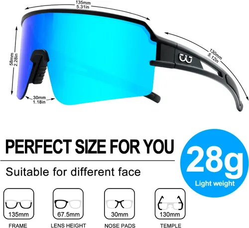 Miniatura 4 de SPOSUNE Gafas de ciclismo polarizadas para hombres y mujeres, protección UV400, gafas de sol deportivas para béisbol, correr, pesca, equitación
