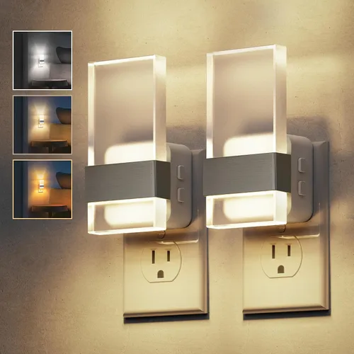 L LOHAS LED Luz Nocturna, Paquete de 2 Luces Nocturnas de Temperatura de Color Ajustable que se Enchufan a la Pared, 2000K/3000K/5000K Luz Nocturna