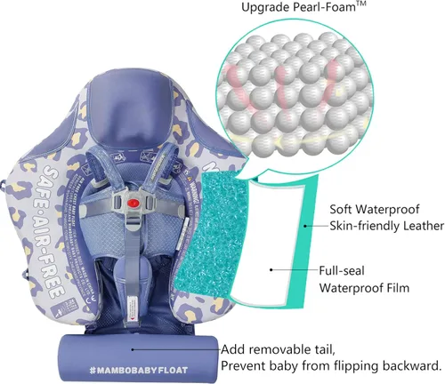 Miniatura 4 de Mambobaby Flotador con Cola Flotador de natación para bebé con toldo, ideal como entrenador de natación; flotador de agua no inflable, salvavidas a
