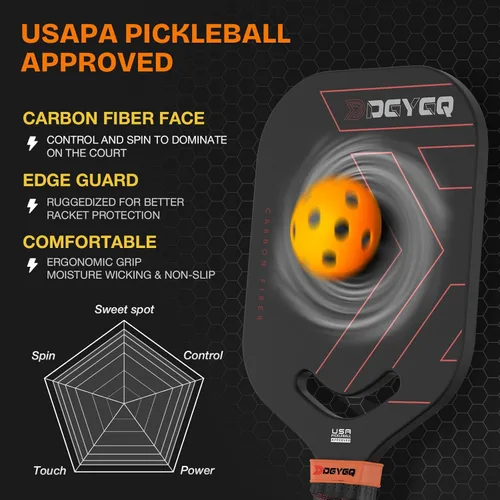 Miniatura 4 de DGYGQ Pickleball Paddles with Polypropylene Honeycomb Core, Increased Power for Ultimate Spin & Consistency Rojo