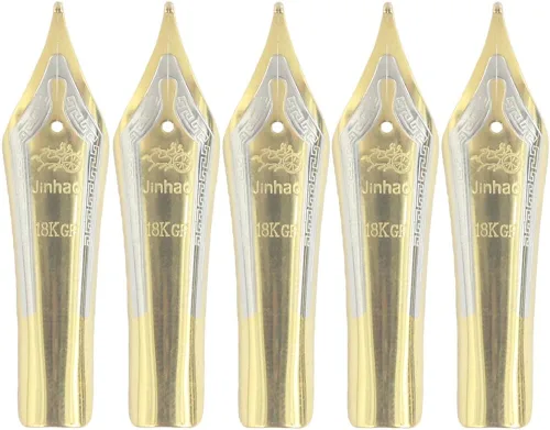 Gullor 5 puntas de pluma estilográfica compatibles con Jinhao 159/450/750, dorado, punta mediana