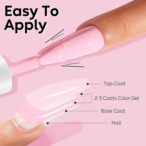 Miniatura 5 de Nicedeco Hema Free Cruelty Free - Esmalte de uñas de gel vegano sin crueldad, 6 unidades de 0.3 fl oz, color nude, rosa, blanco, kit de uñas de gel