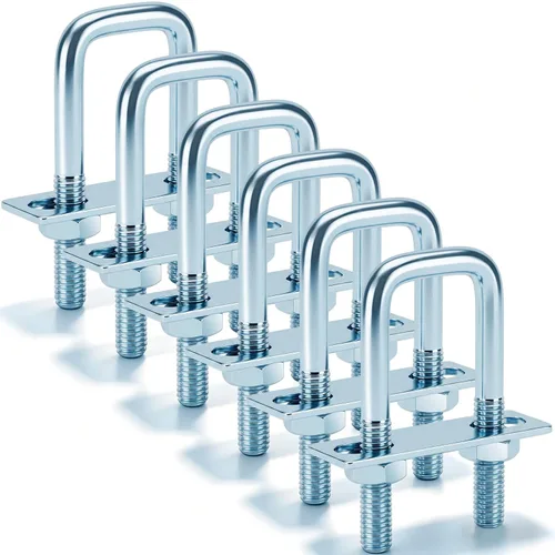 Miniatura 26 de Dunzy 6 pernos cuadrados en U chapados en zinc, perno en U de acero al carbono resistente, suministros industriales y científicos para tubo