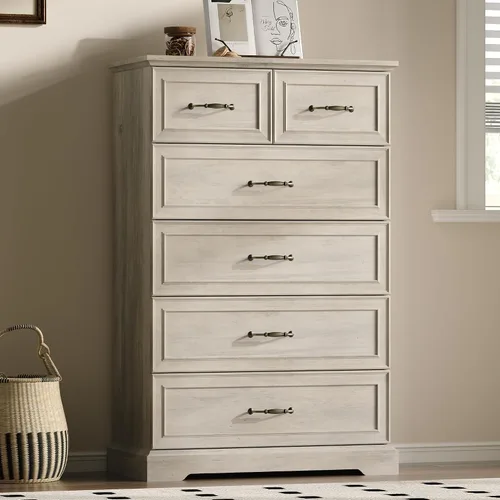 Miniatura 7 de Cómoda rústica de 3 cajones para dormitorio, cómoda moderna de 24 pulgadas de ancho con cajones profundos y asas de barra, mesita de noche de madera