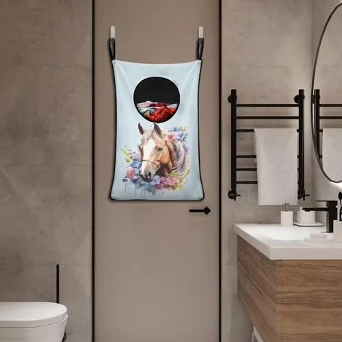 Miniatura 5 de Cesta universal de ropa sucia para guardar ropa sucia y ahorrar espacio Caballo Cesta de ropa sucia multifuncional con cremallera para colgar