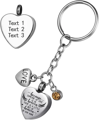 Miniatura 8 de Llavero de urna de recuerdo conmemorativo de joyería de cremación de acero inoxidable para cenizas, Acero inoxidable