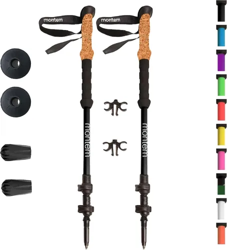 Miniatura 14 de Montem Bastones ultrarresistentes para trekking, caminatas y senderismo - Un par (2 bastones) - Plegables, ligeros, con bloqueo rápido, resistentes