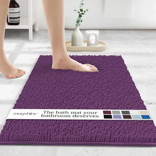 MAYSHINE Alfombra de Baño de Chenilla Afelpada Suave | Extra Suave, Súper Absorbente, Alfombra de Baño Antideslizante | Microfibra Esponjosa, Juegos