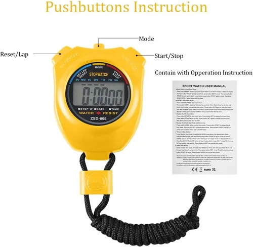Miniatura 3 de Vicloon Reloj digital LCD, contador deportivo, cronómetro portátil con silbato de acero inoxidable, aplicado a correr, fútbol, baloncesto, natación