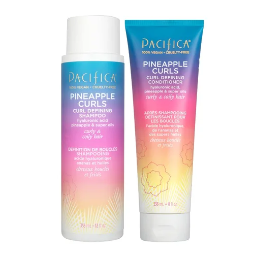 Pacifica Juego de Champú y Acondicionador Rizos de Piña – Cuidado Capilar Definidor de Rizos para Cabello Rizado y Crespo, Realza el Volumen y