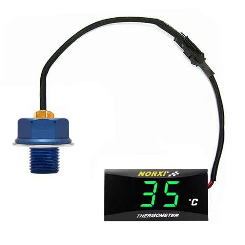 Miniatura 15 de Medidor de temperatura de aceite de motocicleta Medidor digital de temperatura de aceite termómetro electrónico con adaptador de sensor de Azul
