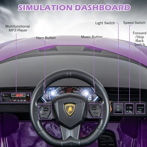 Miniatura 4 de INFANS Lamborghini Sian - Auto de paseo para niños con licencia de 12 V, con control remoto para padres, suspensión de resorte, reproductor de MP3