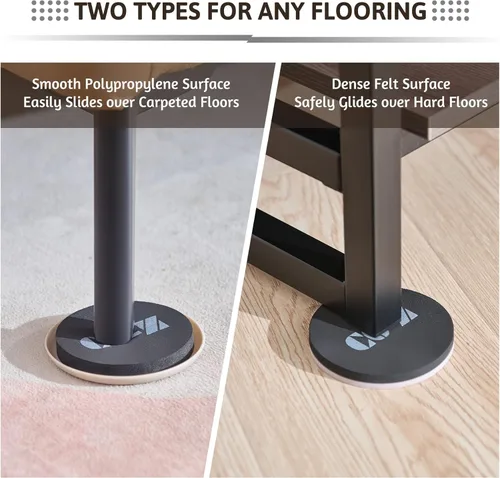 Miniatura 2 de CO-Z Deslizadores de fieltro para muebles - Paquete de 8 con 4 deslizadores de plástico y 4 de fieltro, deslizadores de muebles reutilizables de 3