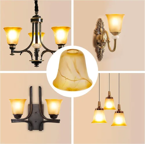 Miniatura 4 de Pantalla de cristal ámbar de grietas, accesorio de iluminación, pantalla de repuesto con ajuste de apertura de 1-5/8 pulgadas