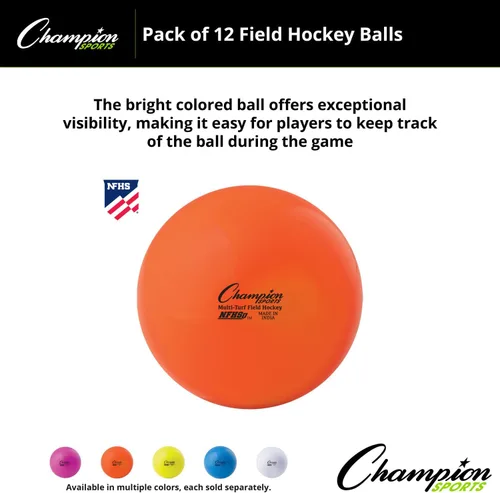 Miniatura 4 de Champion Sports Pelotas de hockey sobre césped – aprobadas por NFHS, pelotas reguladoras de alta visibilidad, paquete de 12
