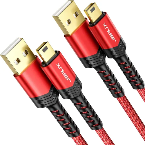 JSAUX Cable mini USB [2 unidades de 3.3 pies + 6.6 pies], USB 2.0 tipo A a Mini B, cable trenzado de carga rápida para GoPro Hero 3+, controlador de