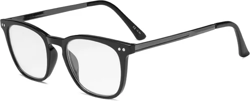 Miniatura 9 de Eyekepper Lectores Retro Cuadrado Plástico Marco Metal Brazos Lectura Gafas Ámbar/Negro Brazo +0.5