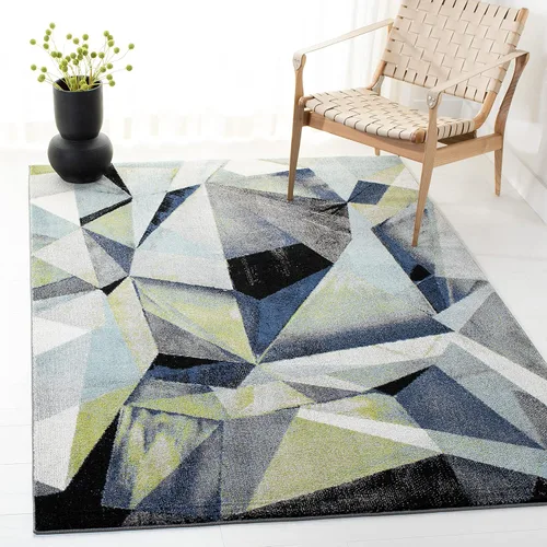 Miniatura 6 de SAFAVIEH Porcello Collection - Alfombra decorativa de 2 pies 3 pulgadas x 4 pies, gris claro y naranja, diseño abstracto moderno, no desprende