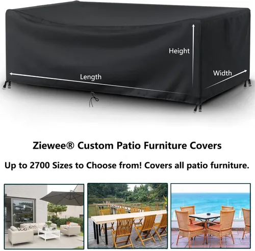 Miniatura 2 de Cubiertas para muebles de patio 124" L x 76" W x 32" H, cubierta impermeable para muebles de mesa de exterior, rectangular, 600D, cubierta de juego