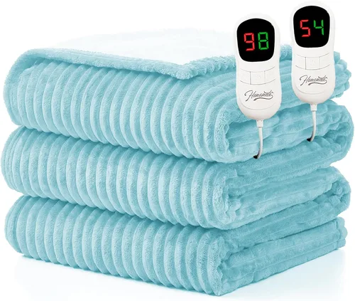 Miniatura 11 de Homemate Manta térmica eléctrica de 50 x 60 pulgadas, manta térmica de 1/2/4/6/8 horas de apagado automático, 10 niveles de calor, protección contra