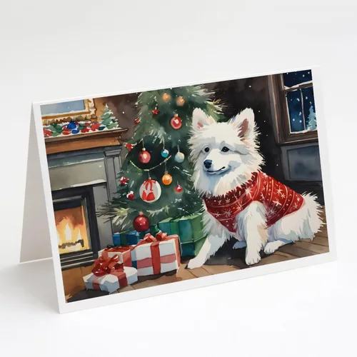 Miniatura 20 de Caroline's Treasures DAC2753GCA7P Paquete de 8 tarjetas de felicitación navideña acogedora de Husky siberiano Tarjetas en blanco con sobres
