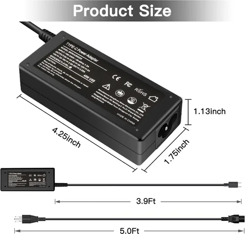 Miniatura 5 de SiKER Cargador USB C Chromebook de 45 W compatible con HP Chromebook x360 14 11 G5 G6 G8 EE 14-ca051wm, Lenovo ThinkPad T480 c330 100e 300e, Dell