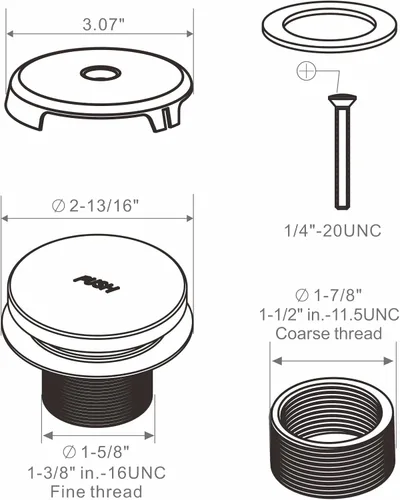 Miniatura 5 de Wellup Kit de conversión de drenaje de bañera con punta negra, kit de recambio de drenaje de baño con placa frontal de desbordamiento de un solo