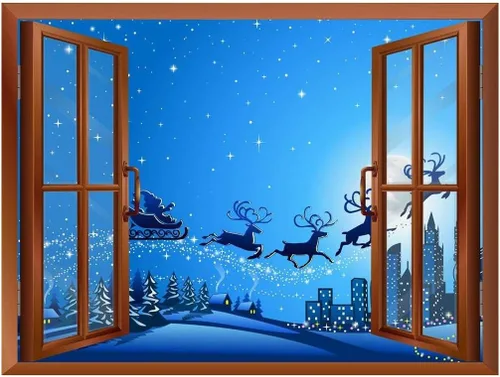 Miniatura 17 de wall26 Vinilo adhesivo de pared con diseño de Papá Noel y renos en la noche de luna llena, autoadhesivo, extraíble, para ventana, 24 x 32 pulgadas
