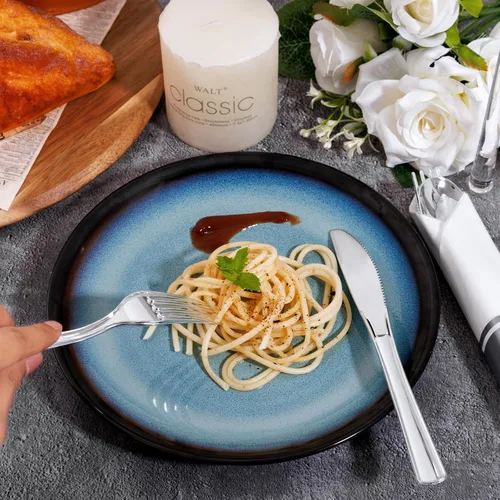 Miniatura 8 de 400 piezas de cubiertos de plástico plateado preenrollados - Cubiertos de plata resistentes - Incluye 100 paquetes de utensilios desechables Plata