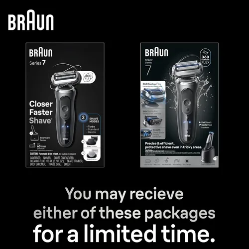 Miniatura 12 de Braun Afeitadora eléctrica para hombre, Series 7 7177cc, afeitado en húmedo y seco, modos de afeitado turbo y suave, afeitadora de papel de aluminio