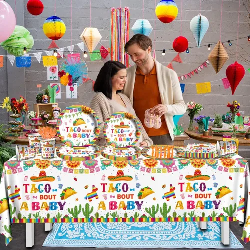 Miniatura 5 de GREHUMOR Taco Bout a Baby - Sombrero de vaquero de cactus mexicano, suministros mexicanos, 141 piezas de decoración de fiesta de revelación