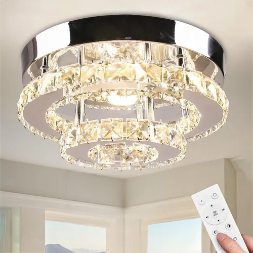 Miniatura 12 de Mini candelabro LED de cristal para techo, 2 capas, lámpara de techo empotrada, moderna iluminación para pasillo, escalera, cocina, baño