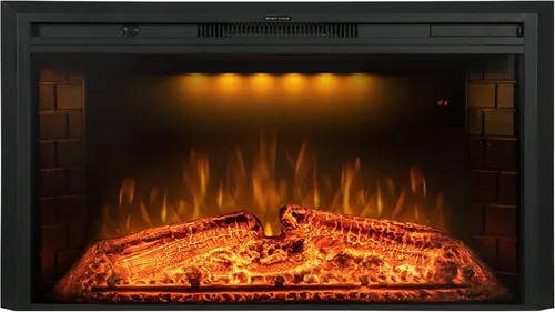 Miniatura 9 de Insertos de chimenea eléctrica de 25 pulgadas, calentador de chimenea eléctrico de pared empotrado y construido con sonido crepitante de fuego, luz