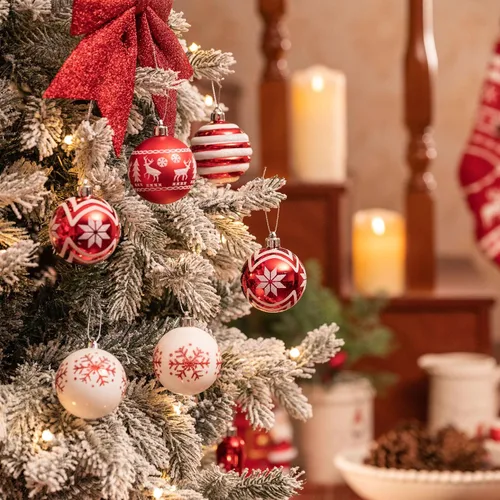 Miniatura 2 de Valery Madelyn Adornos de Navidad para árbol de Navidad, juego de adornos de bolas de Navidad inastillables rojo y blanco, 2.36 pulgadas, adorno
