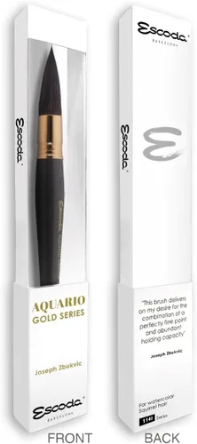 Miniatura 3 de Escoda Aquario Gold Series 1140 Joseph Zbukvic - Brocha para acuarela y acrílica, mango corto, trapeador redondo, pelo de ardilla natural Petit Gris