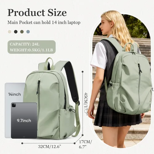 Miniatura 2 de weradar Mochila escolar simple para hombres y mujeres, bolsa impermeable para adolescentes, niñas, niños, mochila ligera e informal, mochila azul