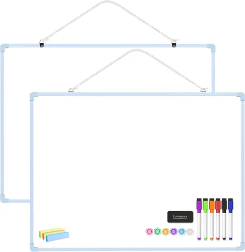 Miniatura 11 de Pizarra blanca pequeña para pared, mini pizarra de borrado en seco de 11 x 14 pulgadas con marco de plástico, bonita pizarra blanca colgante con 5