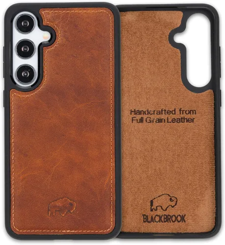 Miniatura 19 de BLACKBROOK Funda de piel de alta calidad a presión compatible con Samsung Galaxy S24, elegante funda de cuero de grano completo con la máxima