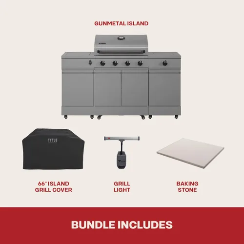 Miniatura 8 de Tytus Fresno - Parrilla de isla de propano o gas natural de 5 quemadores, cocina de 864 pulgadas cuadradas, 48,000 BTU principal + quemador lateral