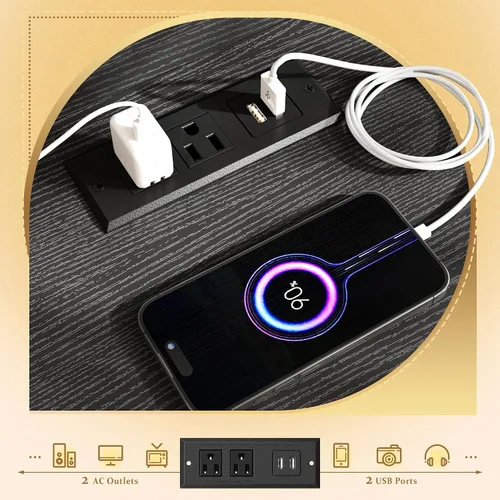 Miniatura 6 de EnHomee Cómoda para dormitorio con 10 cajones y zapatero de tela con luces LED y tomas de corriente, tocador de dormitorio para entrada, pasillo